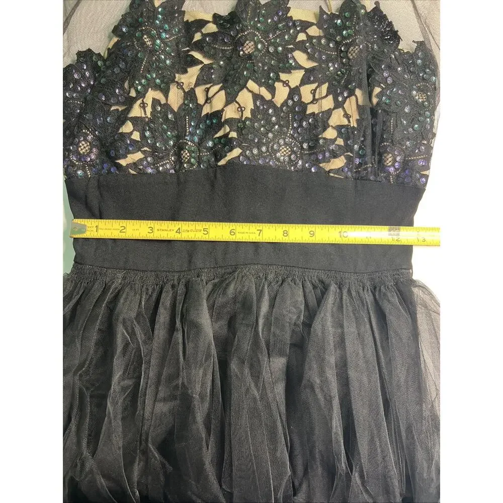 1940’s BENHAM Original Mesh Sleeve Sequined Bodice Evening or Cocktail Dress